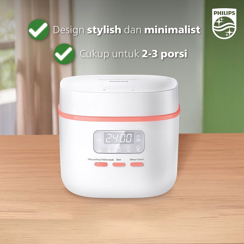 Philips Mini Rice Cooker Seri 3000 0.54 L - HD3064/33 Basic Putih